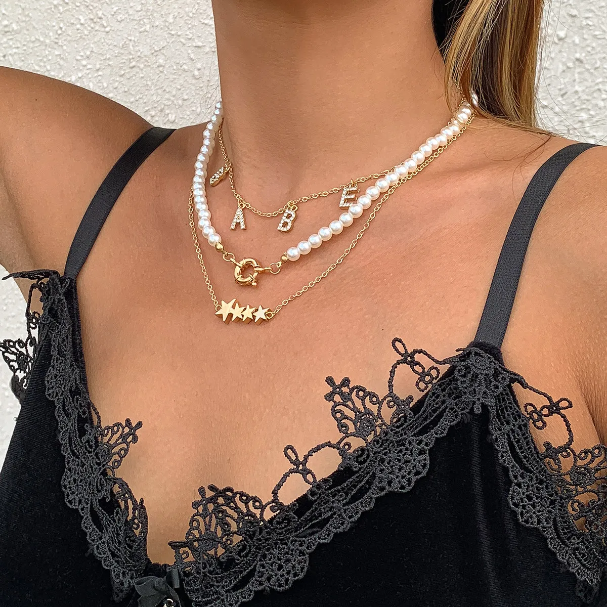 Pearl & Cubic Zirconia 18K Gold-Plated 'Babe' Star Necklace Set