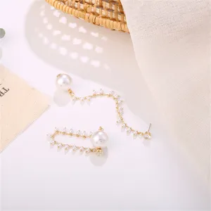 Pearl & Cubic Zirconia 18K Gold-Plated Tassel Station Drop Earrings