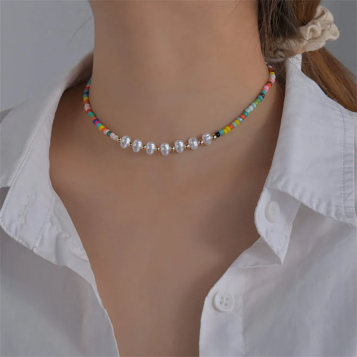 Pearl & Red Multicolor Howlite 18K Gold-Plated Choker Necklace
