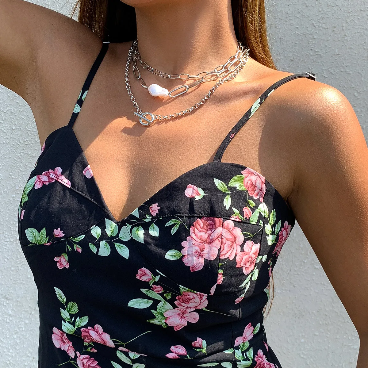 Pearl & Silver-Plated Toggle Necklace Set