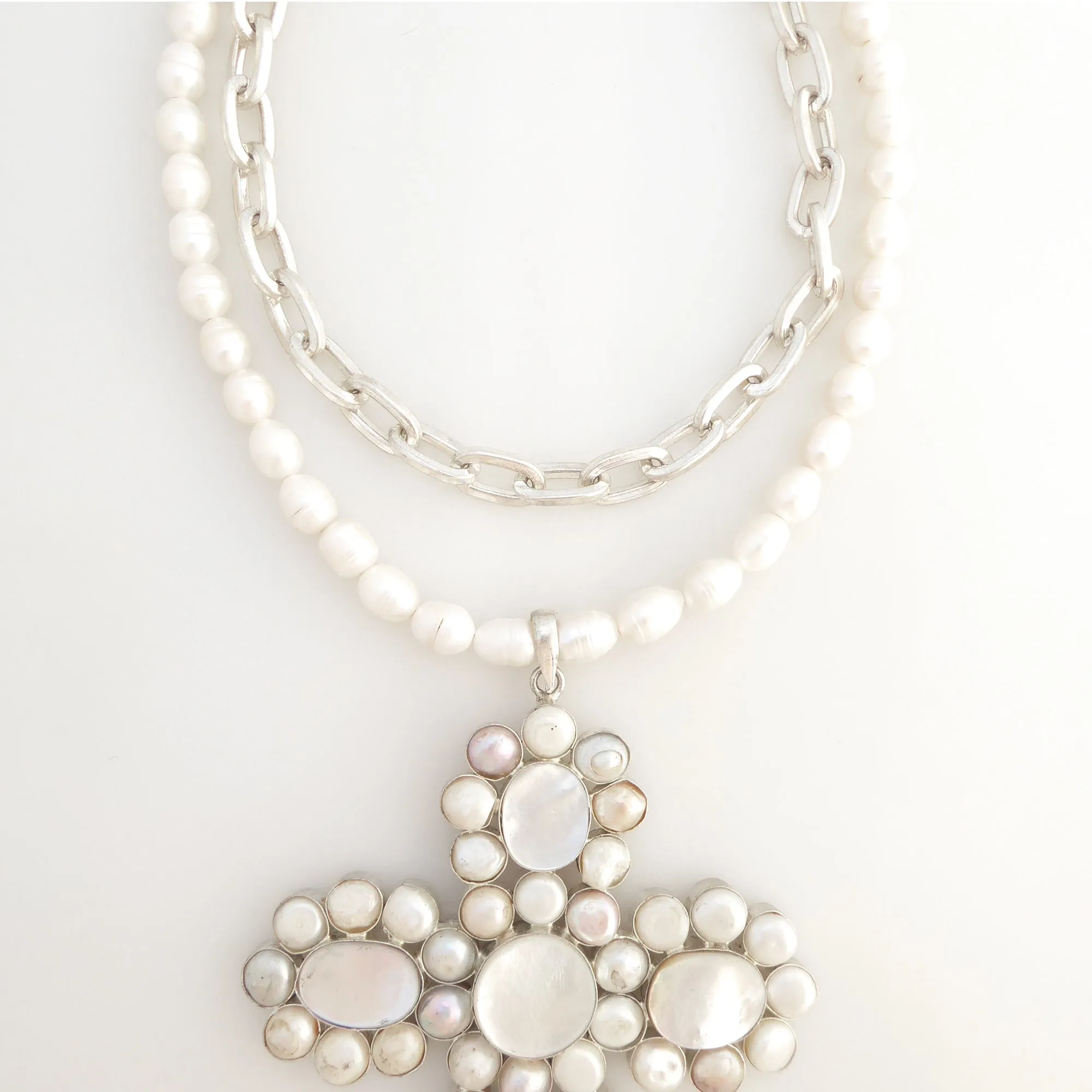 Pearl cross pendant necklace
