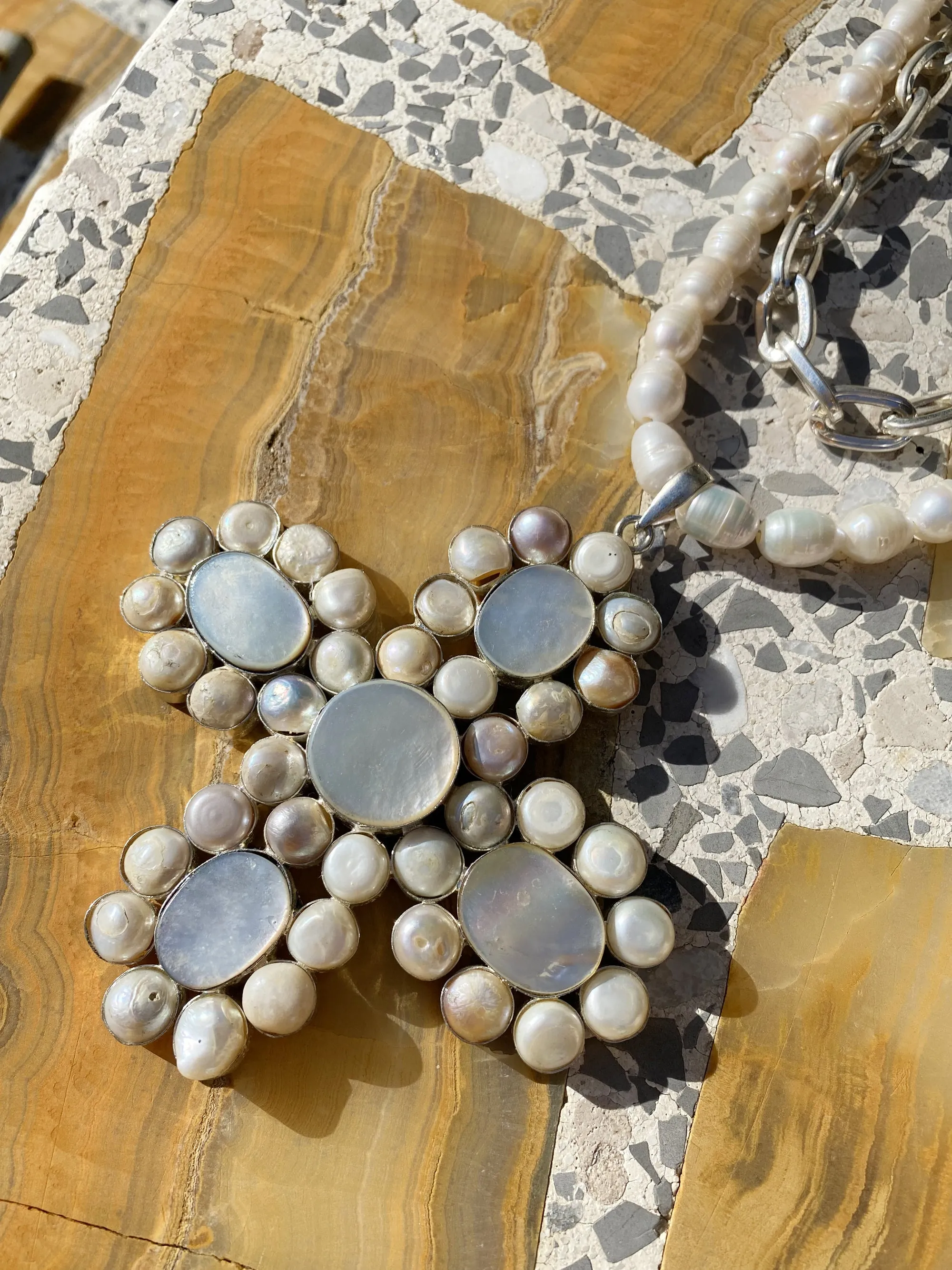Pearl cross pendant necklace