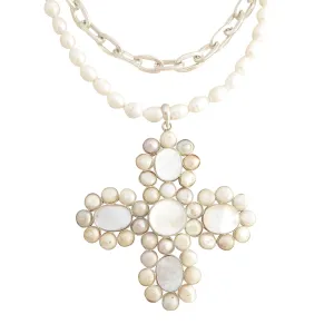 Pearl cross pendant necklace