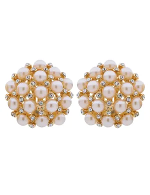 PEARL MASS STUD CLIP EARRINGS