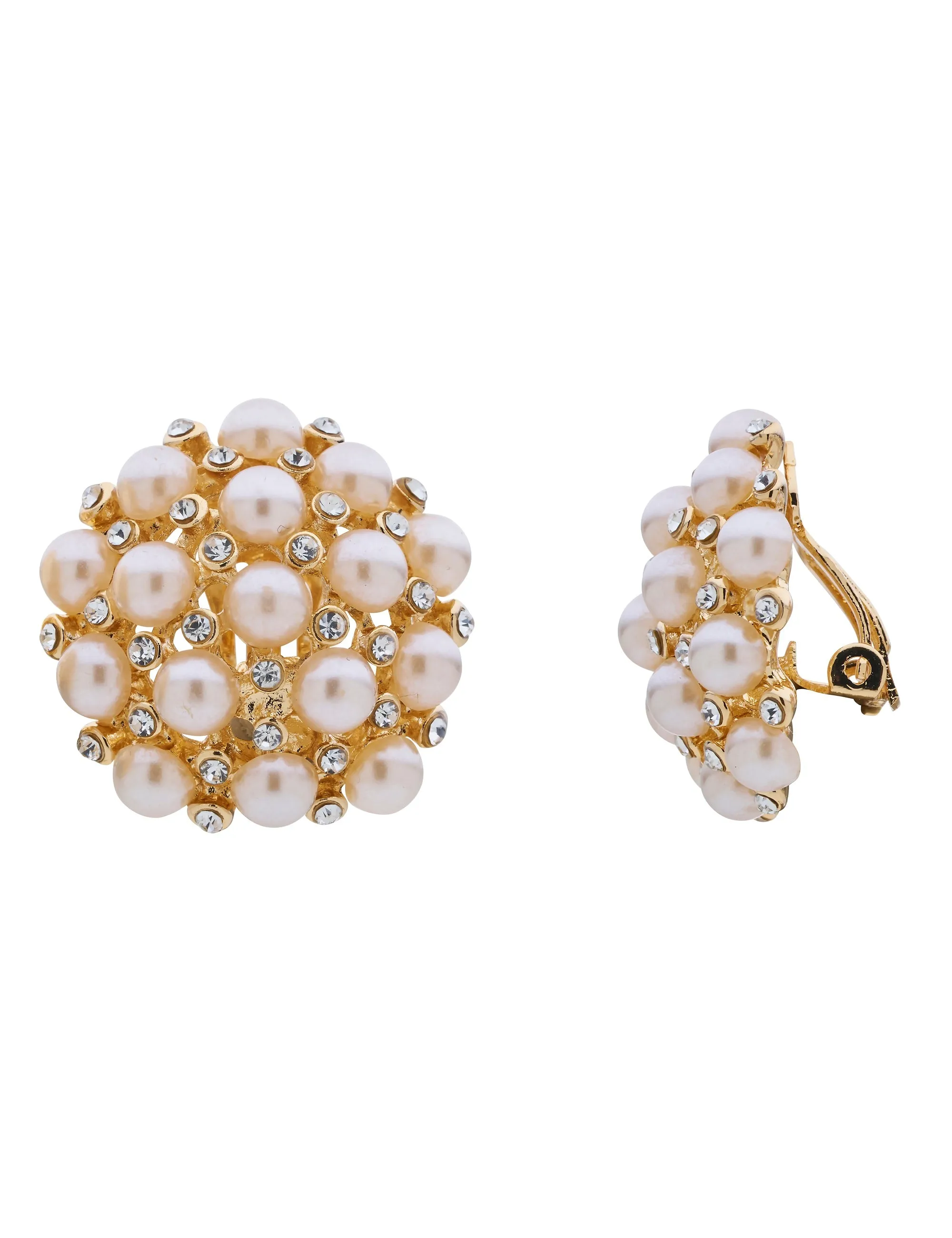 PEARL MASS STUD CLIP EARRINGS