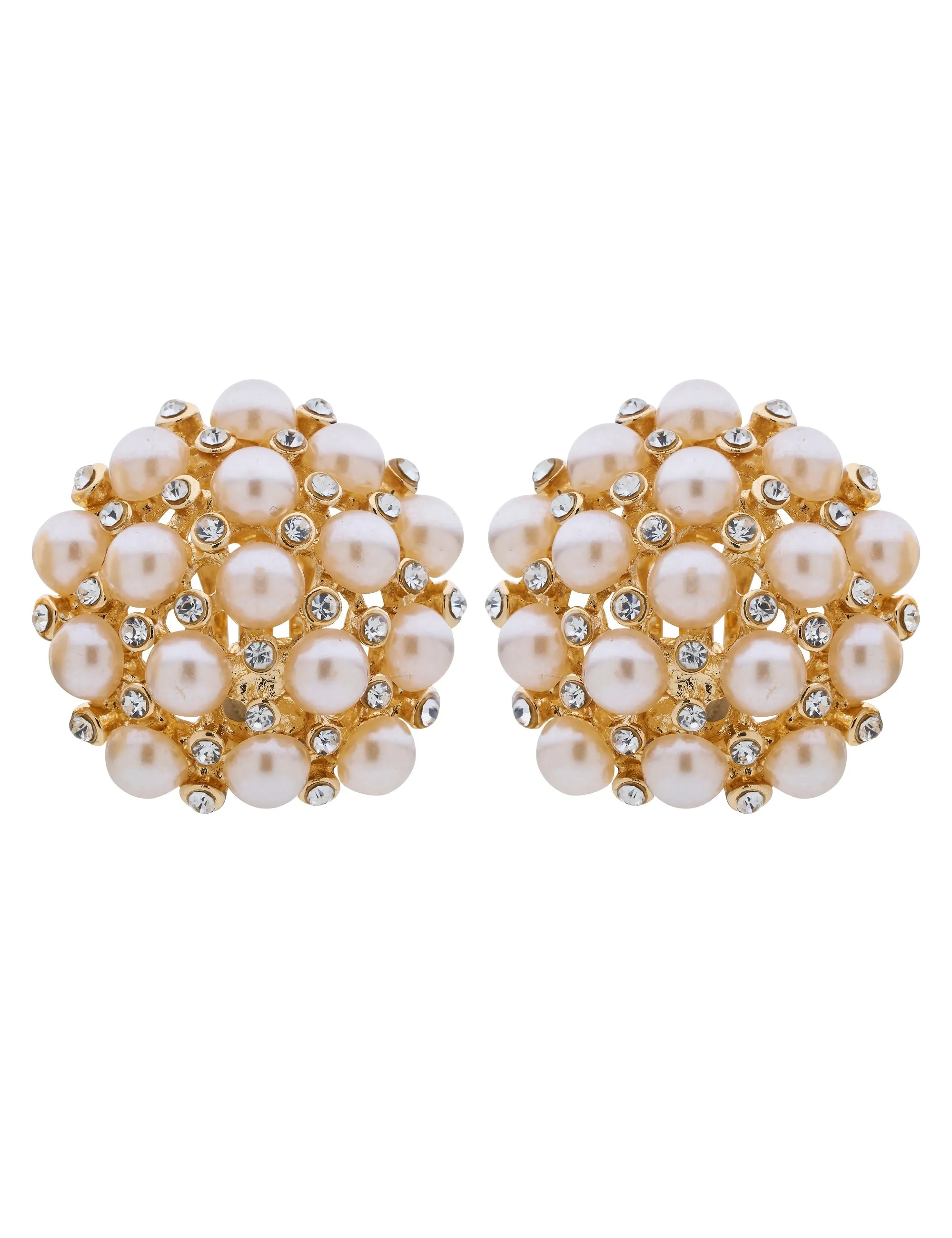PEARL MASS STUD CLIP EARRINGS
