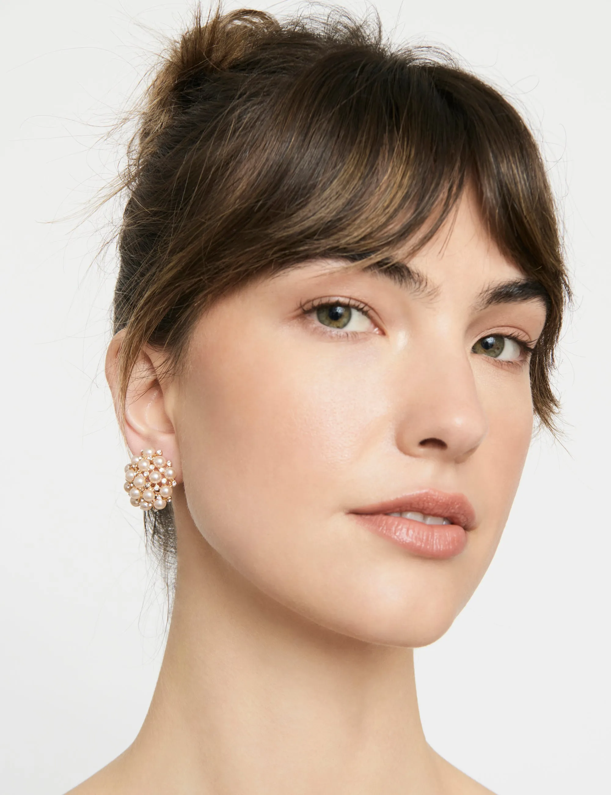 PEARL MASS STUD CLIP EARRINGS