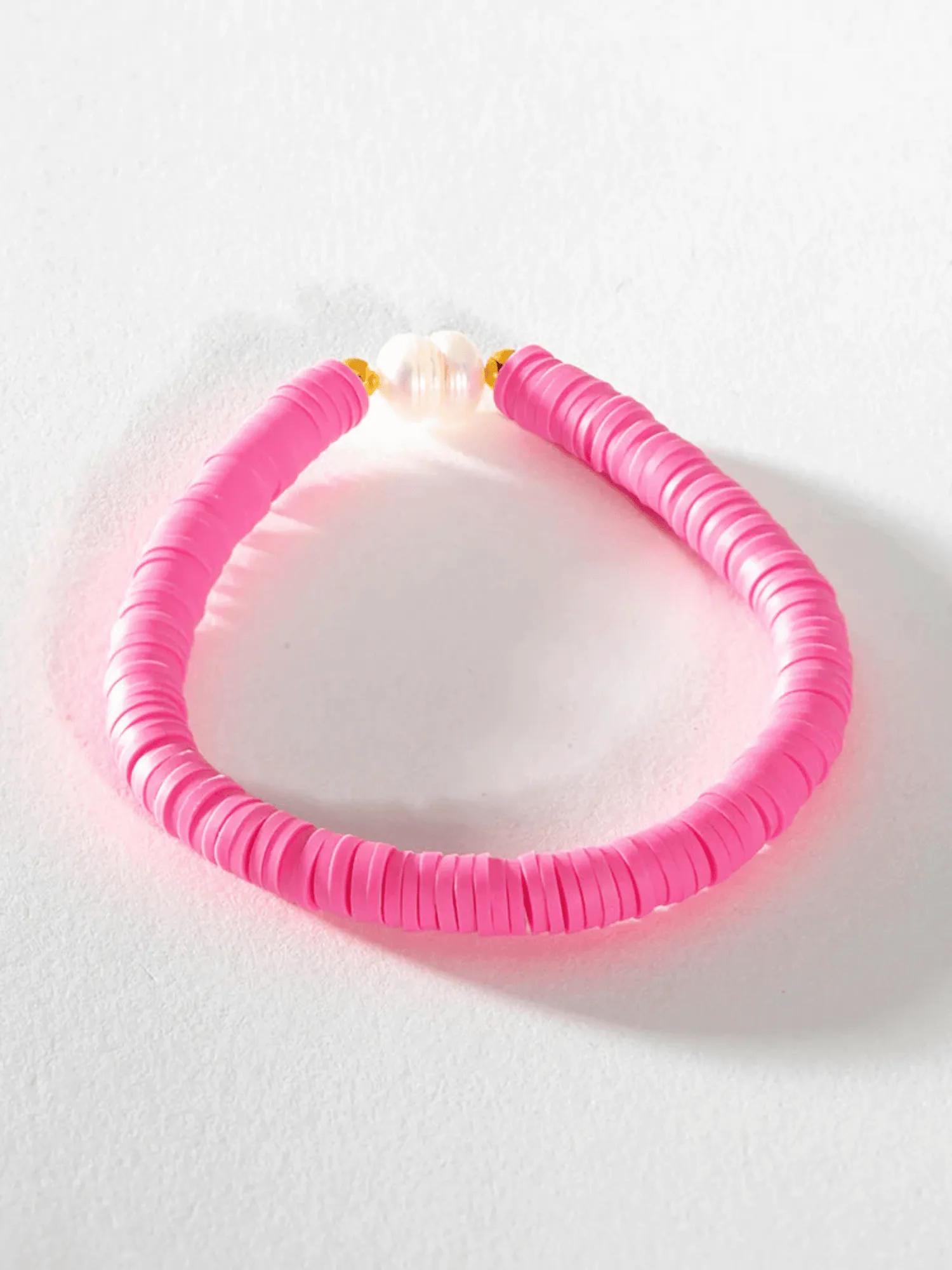 Pearl Pop Heishi Bead Bracelet | Hot Pink