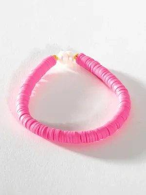 Pearl Pop Heishi Bead Bracelet | Hot Pink