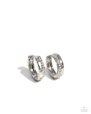Perceptive Polish - White - Rhinestone Paparazzi Tiny Hinge Hoop Earrings