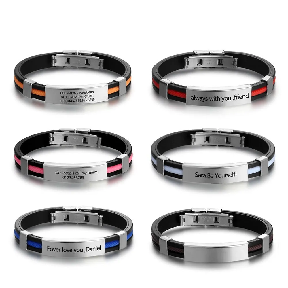 Personalized Engraved ID Bracelet For Men