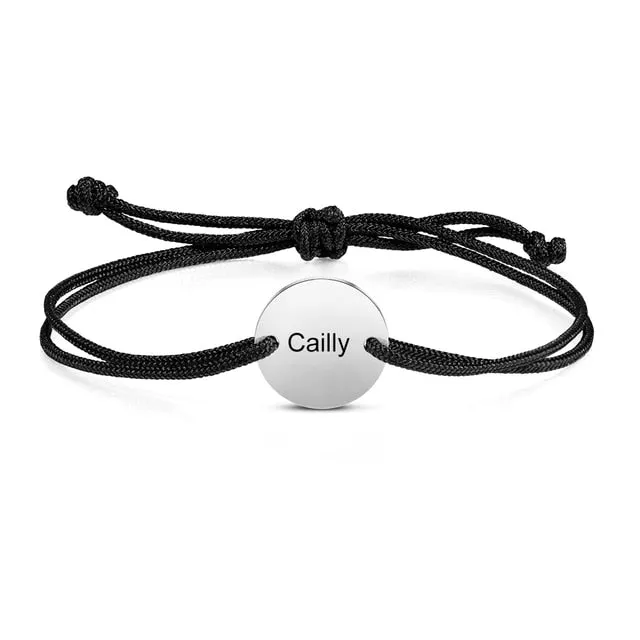 Personalized Engraving Name Couples Bracelet 3 Colors Stainless Steel Heart Adjustable Rope Bracelets for Women Custom Gifts