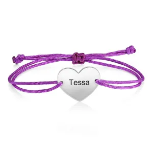 Personalized Engraving Name Couples Bracelet 3 Colors Stainless Steel Heart Adjustable Rope Bracelets for Women Custom Gifts