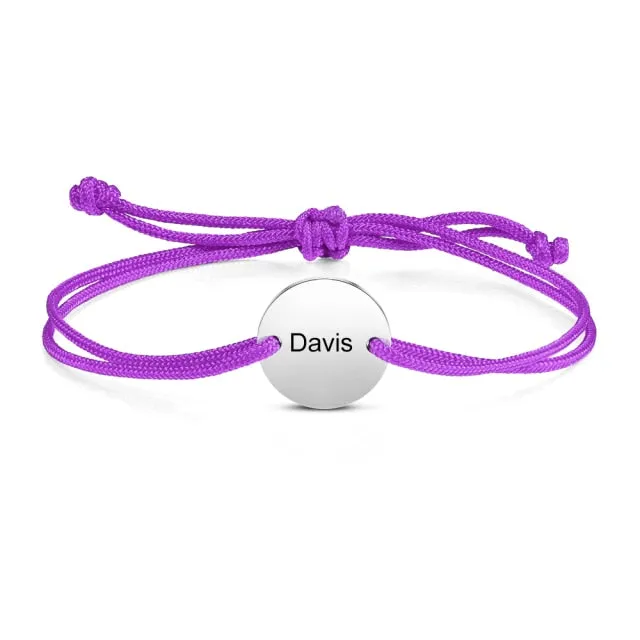 Personalized Engraving Name Couples Bracelet 3 Colors Stainless Steel Heart Adjustable Rope Bracelets for Women Custom Gifts