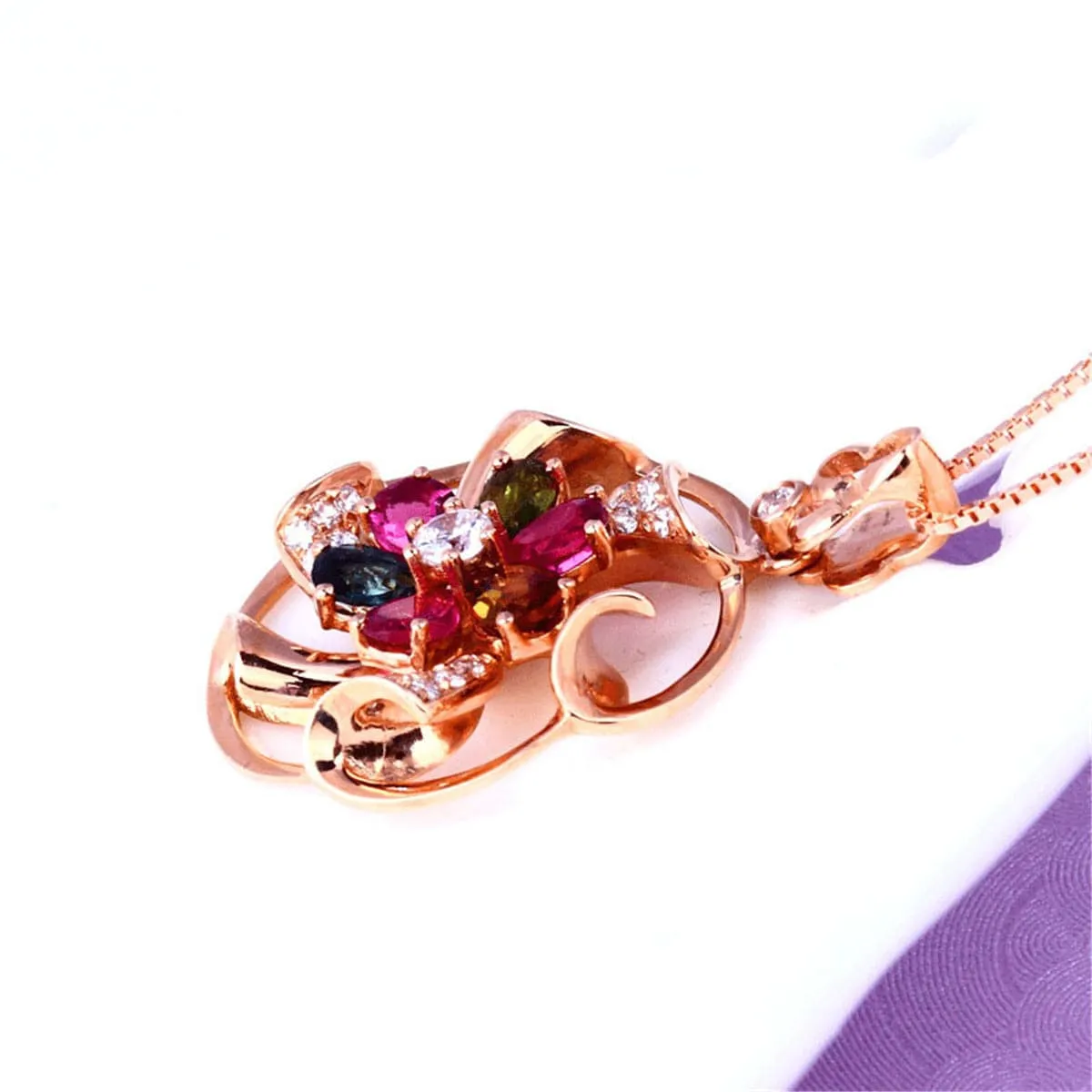 Pink & 18K Rose Gold-Plated Flower Pendant Necklace