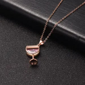 Pink Crystal & 18K Rose Gold-Plated Wine Cup Pendant Necklace