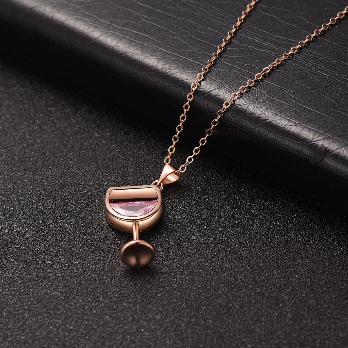 Pink Crystal & 18K Rose Gold-Plated Wine Cup Pendant Necklace