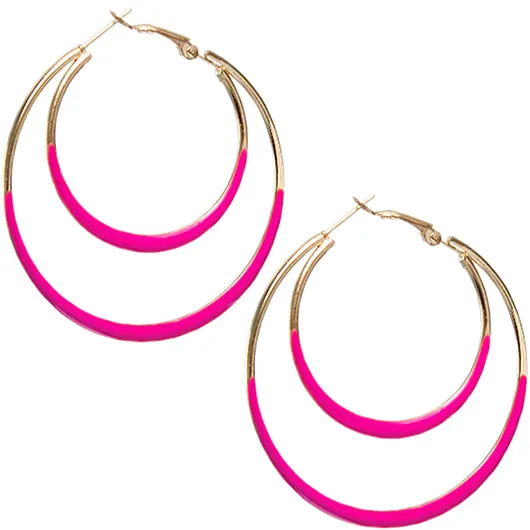 Pink Double Hoop Epoxy Earrings