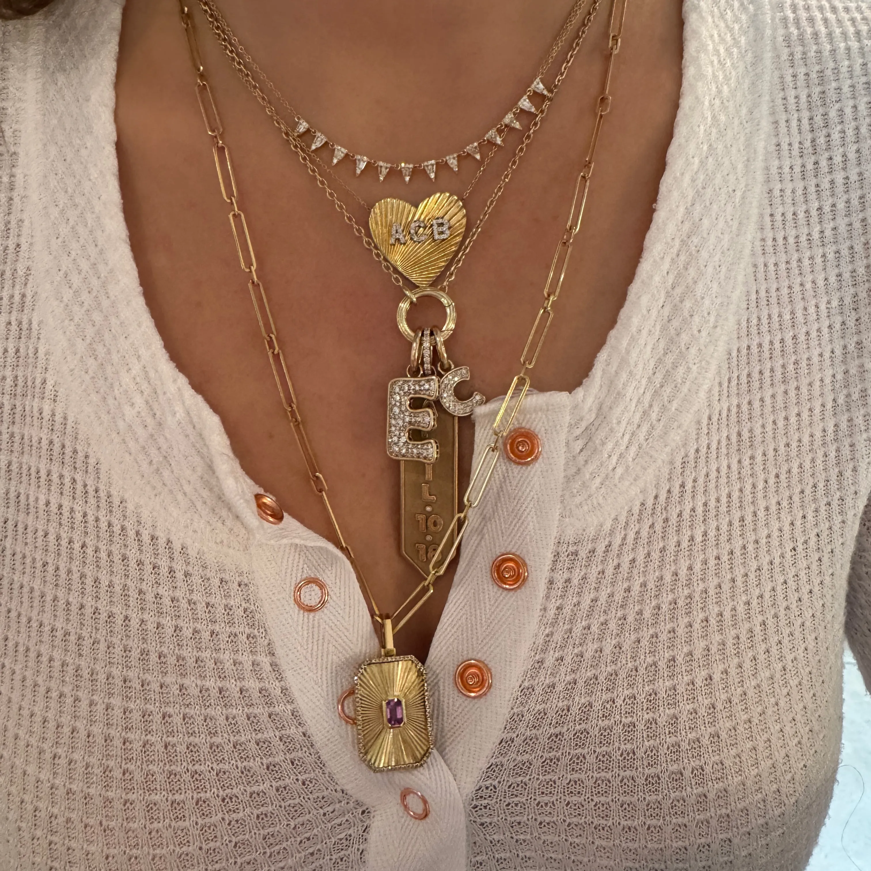 Pink Sapphire Radiant Deco Pendant Necklace