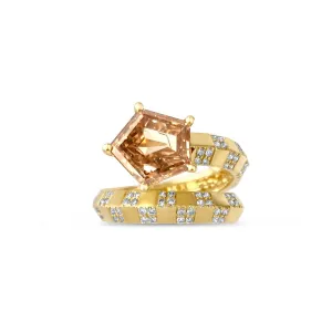 Pinstripe Strength Cognac Fancy Cut Diamond Solitaire Knife Edge Bypass Ring
