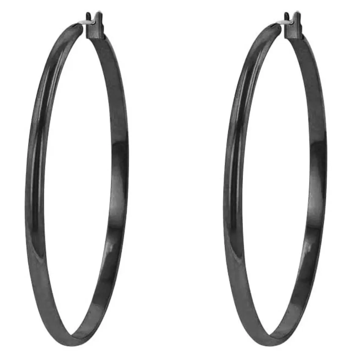 Plain Belle Hoop Earrings (Black)