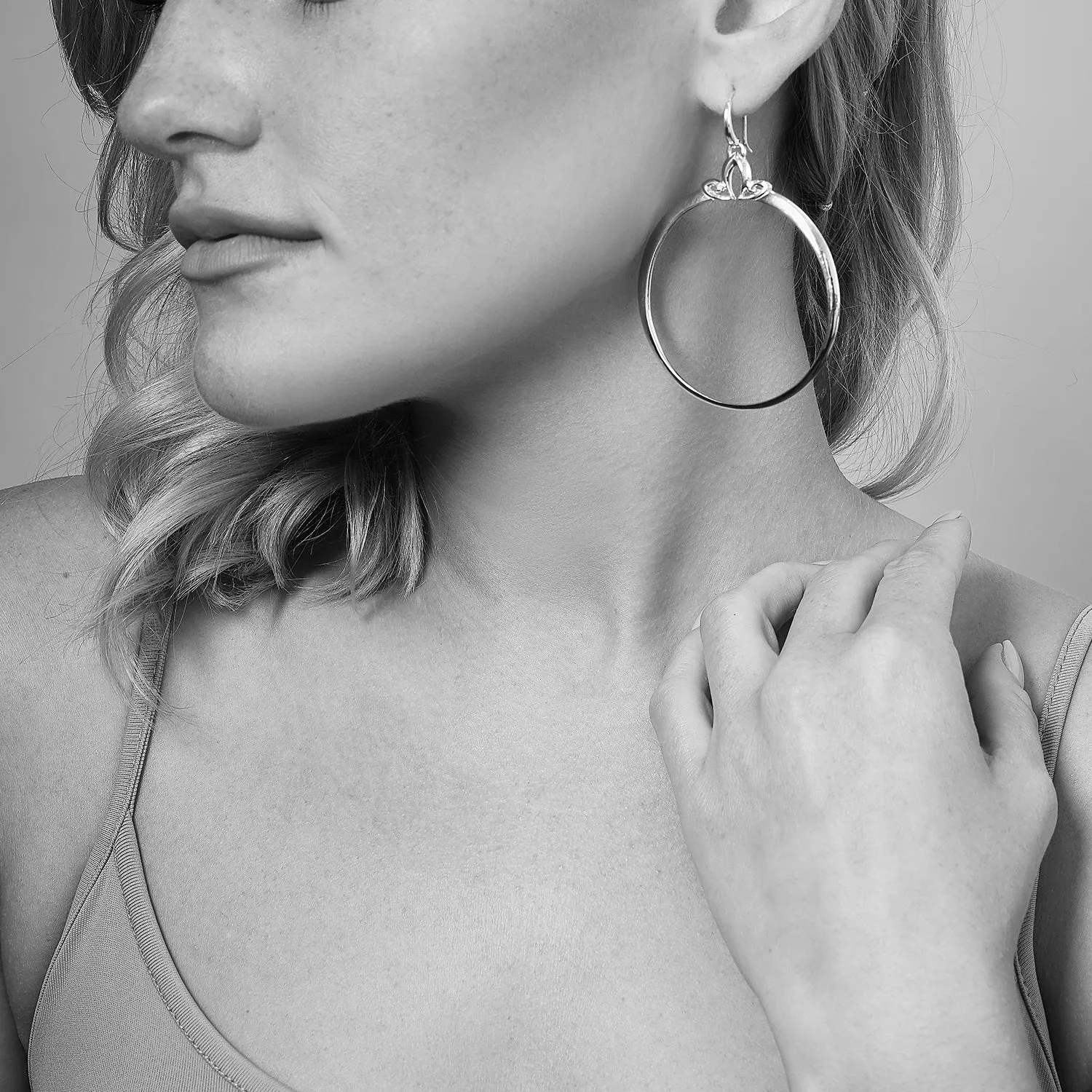 Portrait Hoop Earring 48mm - Sterling Silver
