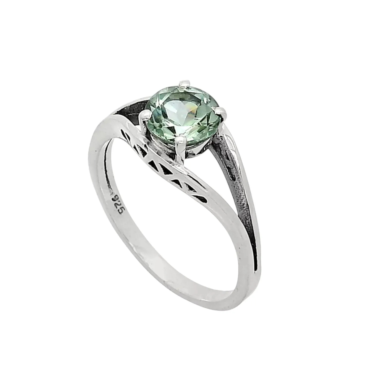 Prasiolite Green Amethyst Solid 925 Sterling Silver Ring 8