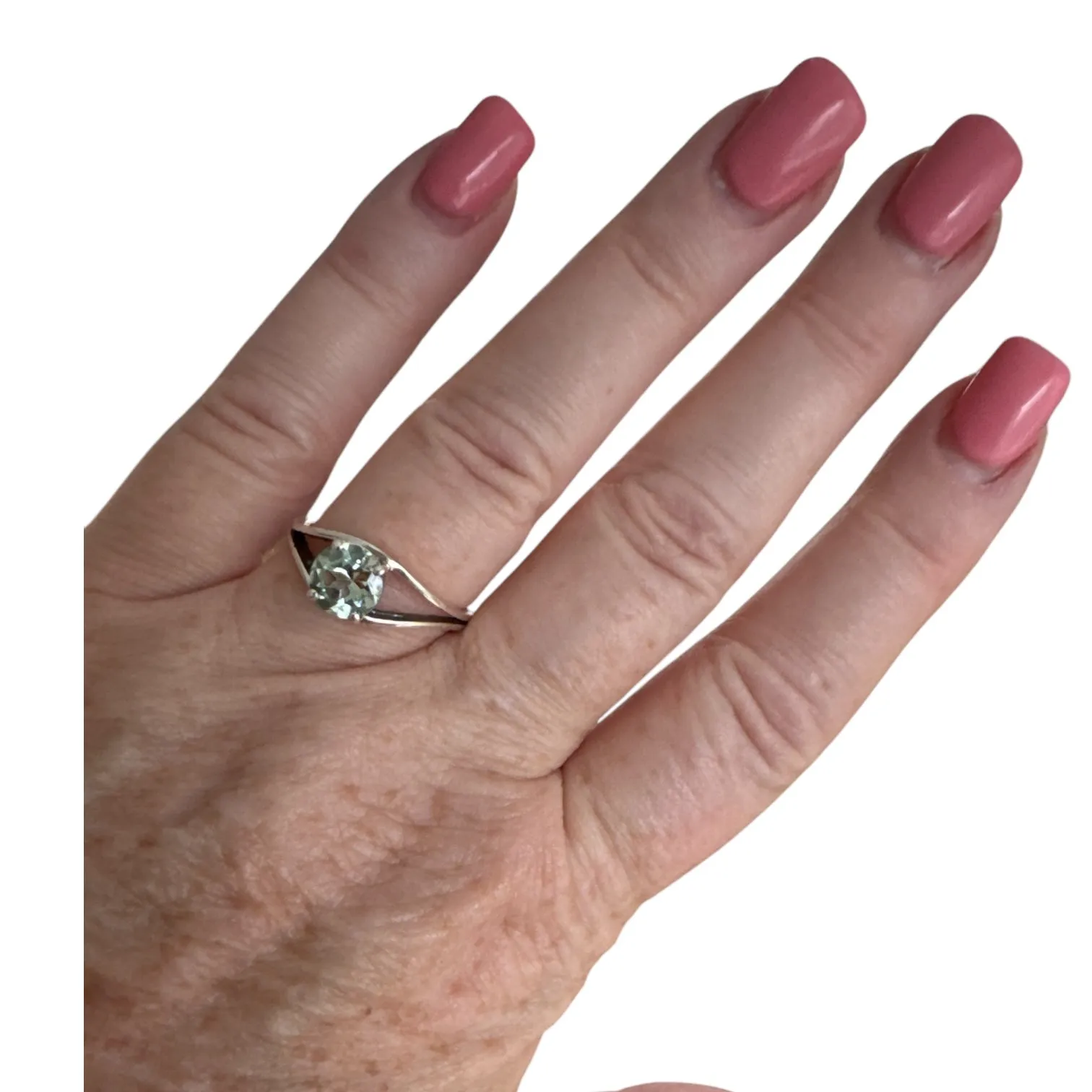 Prasiolite Green Amethyst Solid 925 Sterling Silver Ring 8