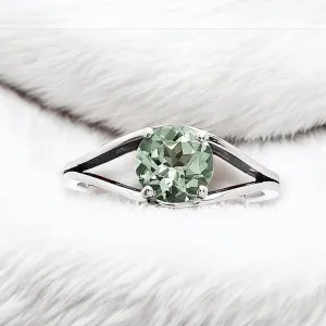 Prasiolite Green Amethyst Solid 925 Sterling Silver Ring 8