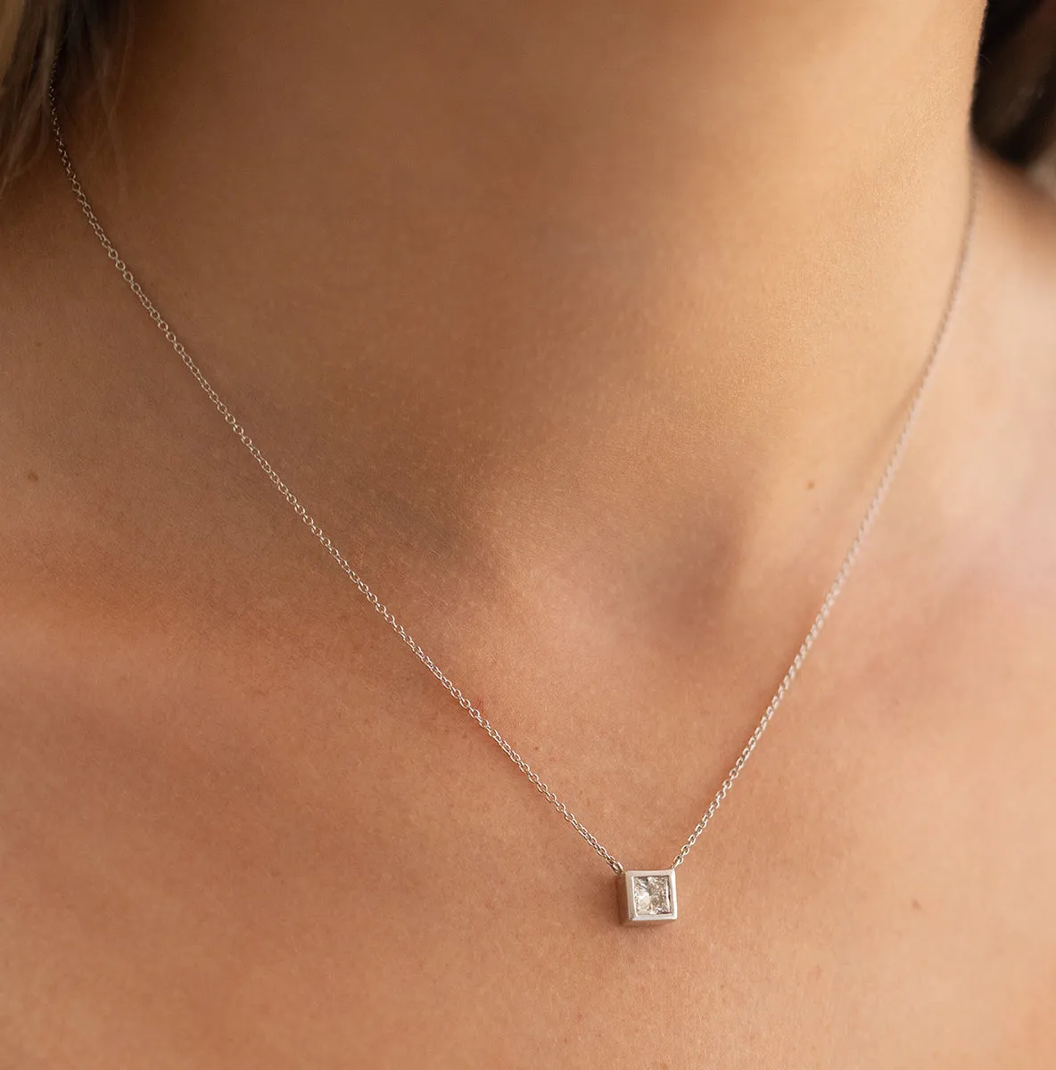 Princess Cut Diamond Necklace