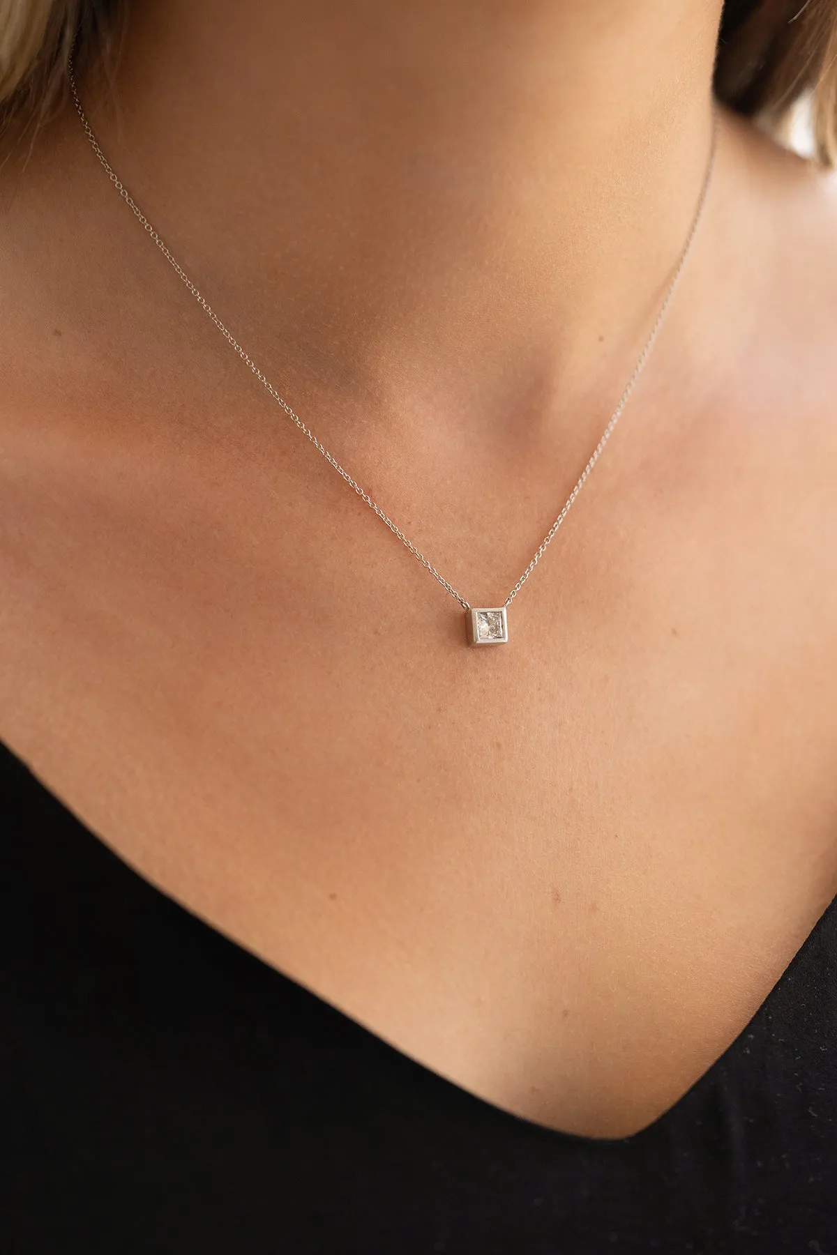 Princess Cut Diamond Necklace