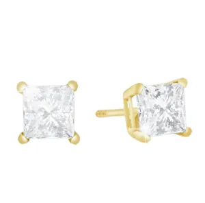 Princess-Cut Moissanite Solitaire Earrings in 10k Gold Stud - G212203
