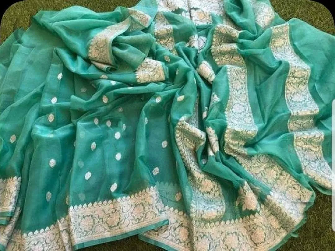 Pure chiffon  Handloom Banarasi Chiffon Khaddi Kariyal Saree