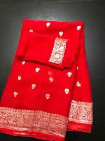 Pure chiffon  Handloom Banarasi Chiffon Khaddi Kariyal Saree