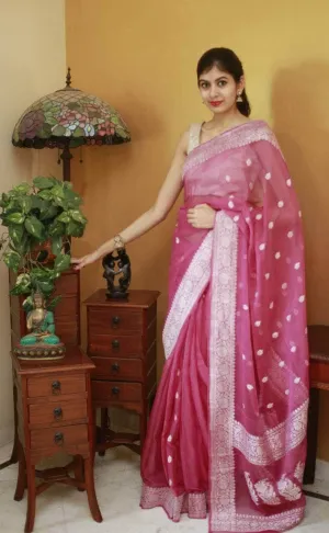 Pure chiffon  Handloom Banarasi Chiffon Khaddi Kariyal Saree