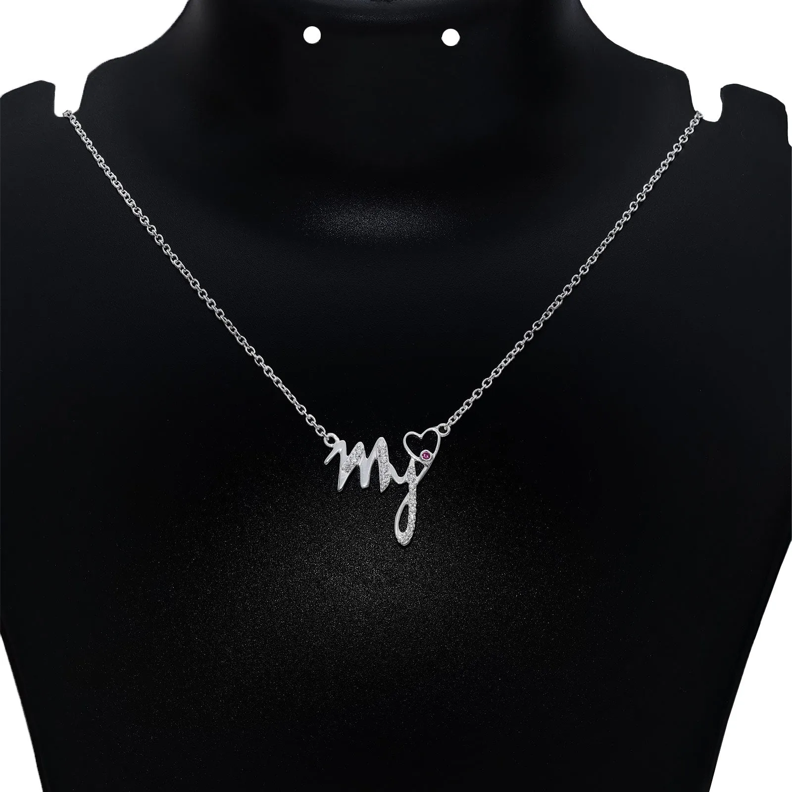 Pure Silver Necklace - My Sweetheart Stone Charm