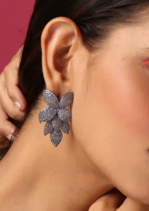 Purple grey tone zirconia dangler earrings