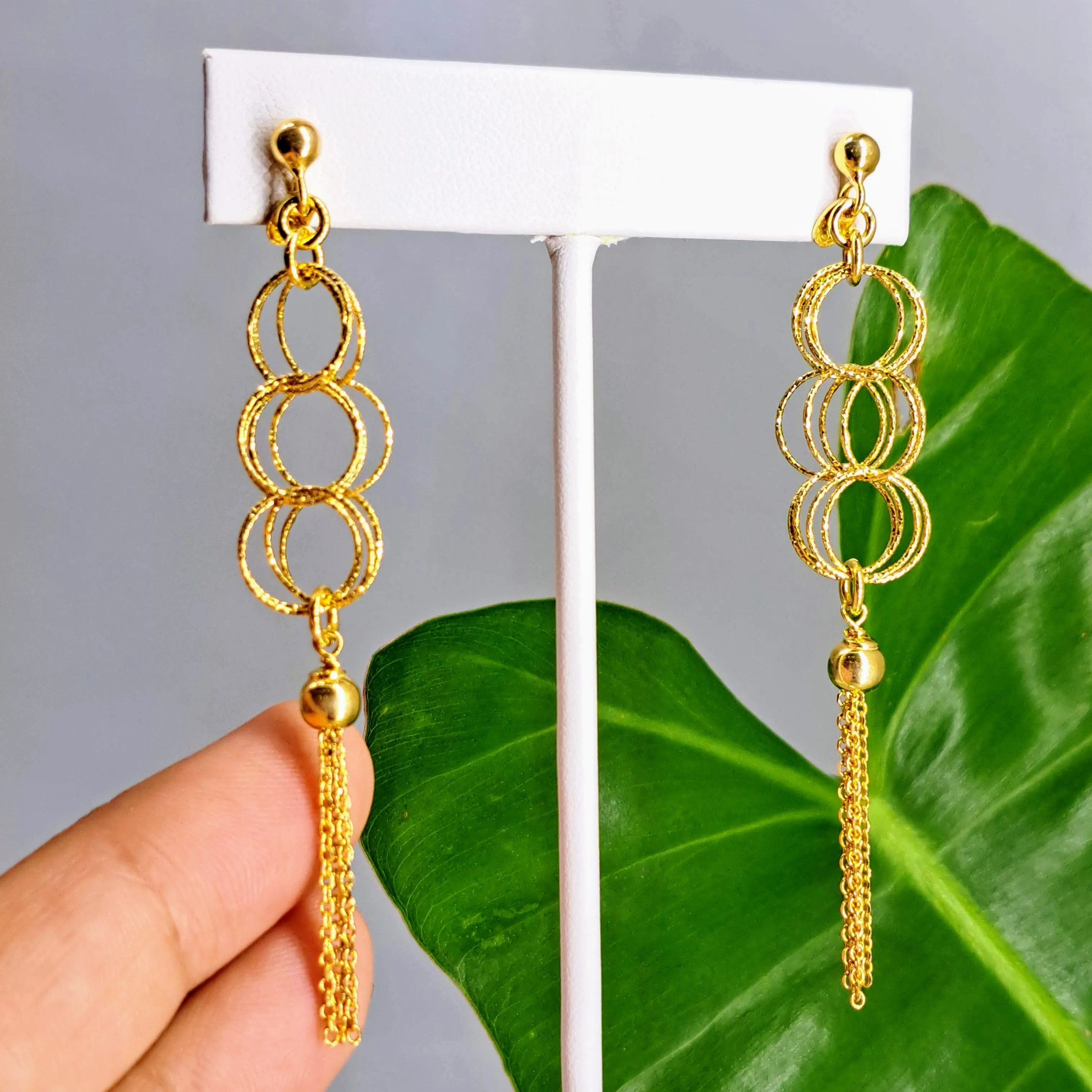 "Lobe Trotters" 3" Earrings - 18k Gold Sterling