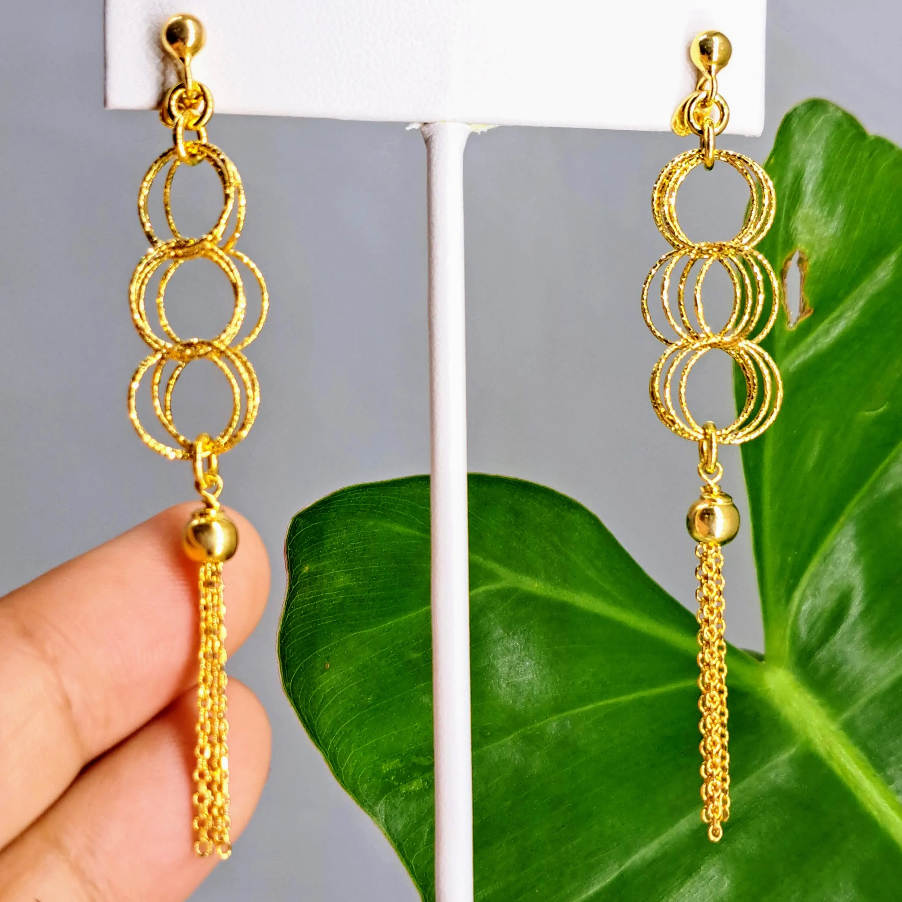 "Lobe Trotters" 3" Earrings - 18k Gold Sterling