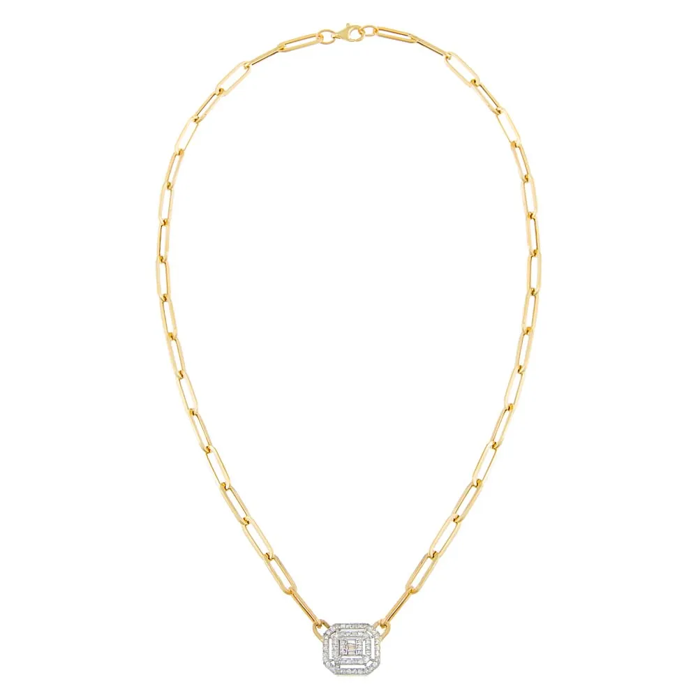 Radiant Diamond Paperclip Necklace 14K
