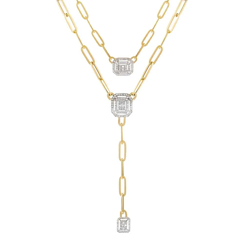 Radiant Diamond Paperclip Necklace 14K