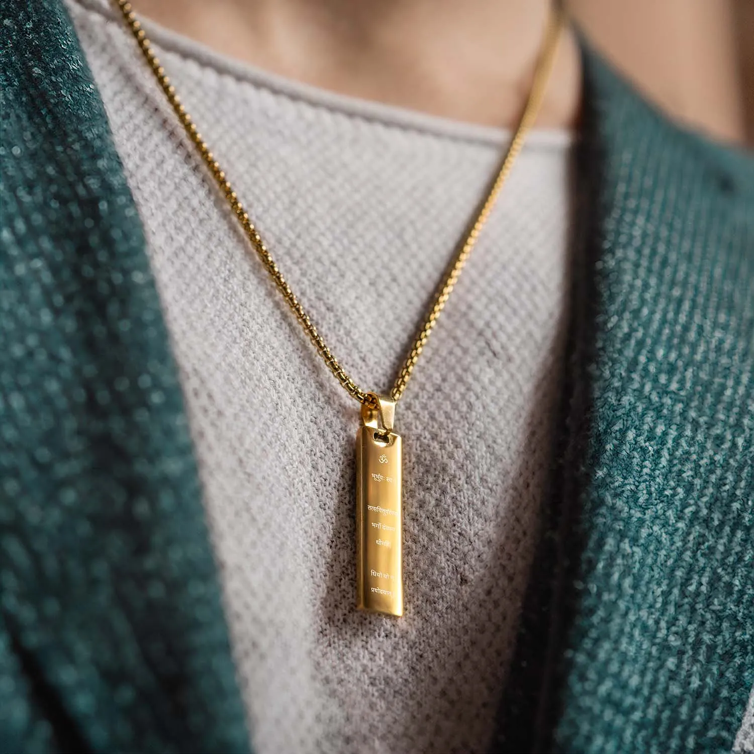 Radiant Gayatri Mantra Mini Tag Necklace
