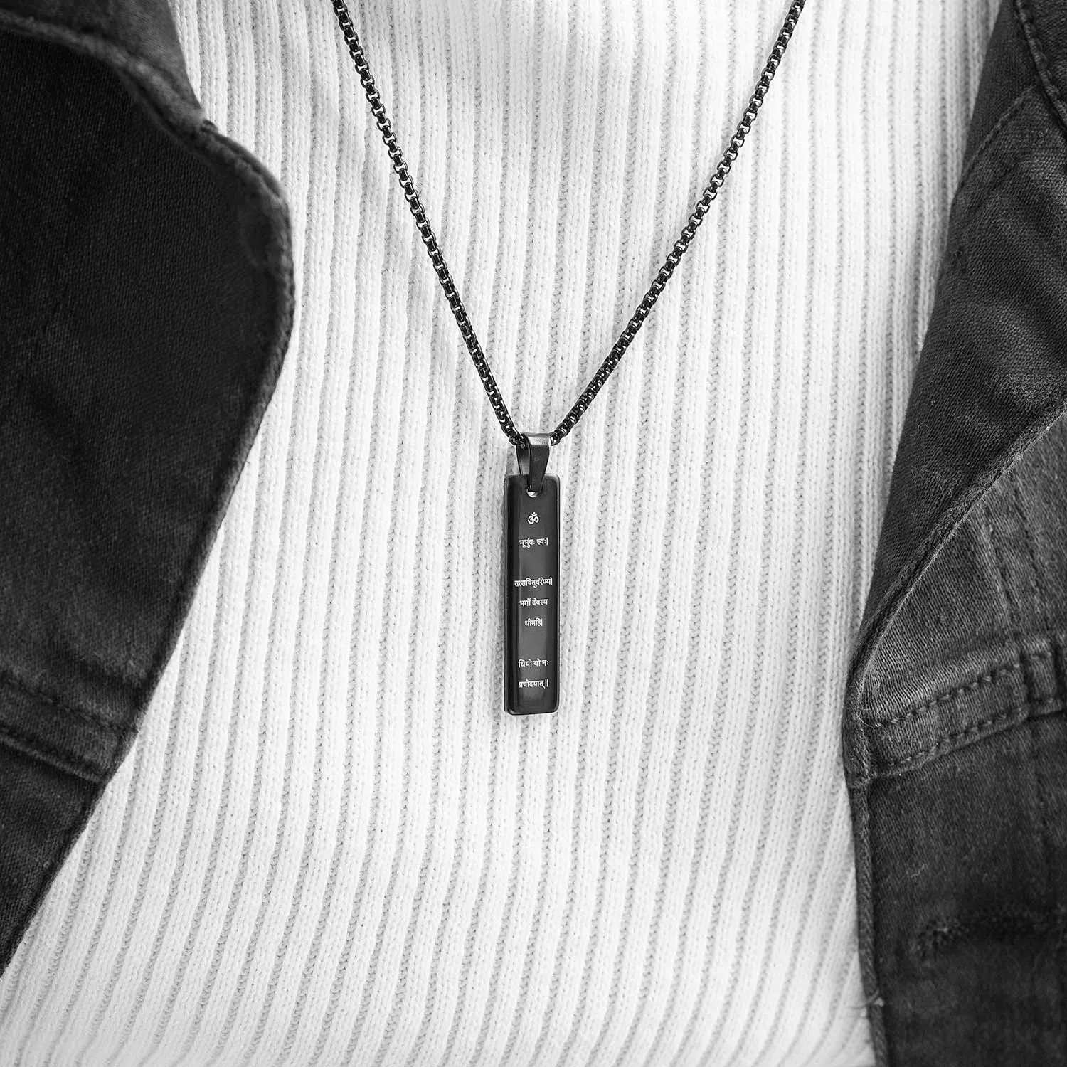 Radiant Gayatri Mantra Mini Tag Necklace