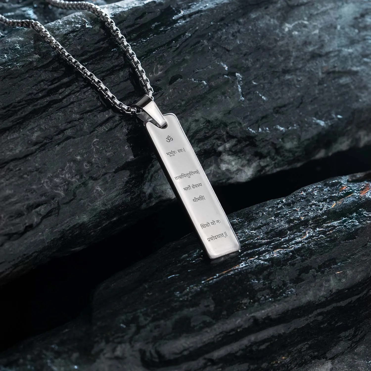 Radiant Gayatri Mantra Mini Tag Necklace