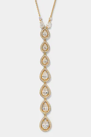RADIANT LONG PEAR CZ Y NECKLACE