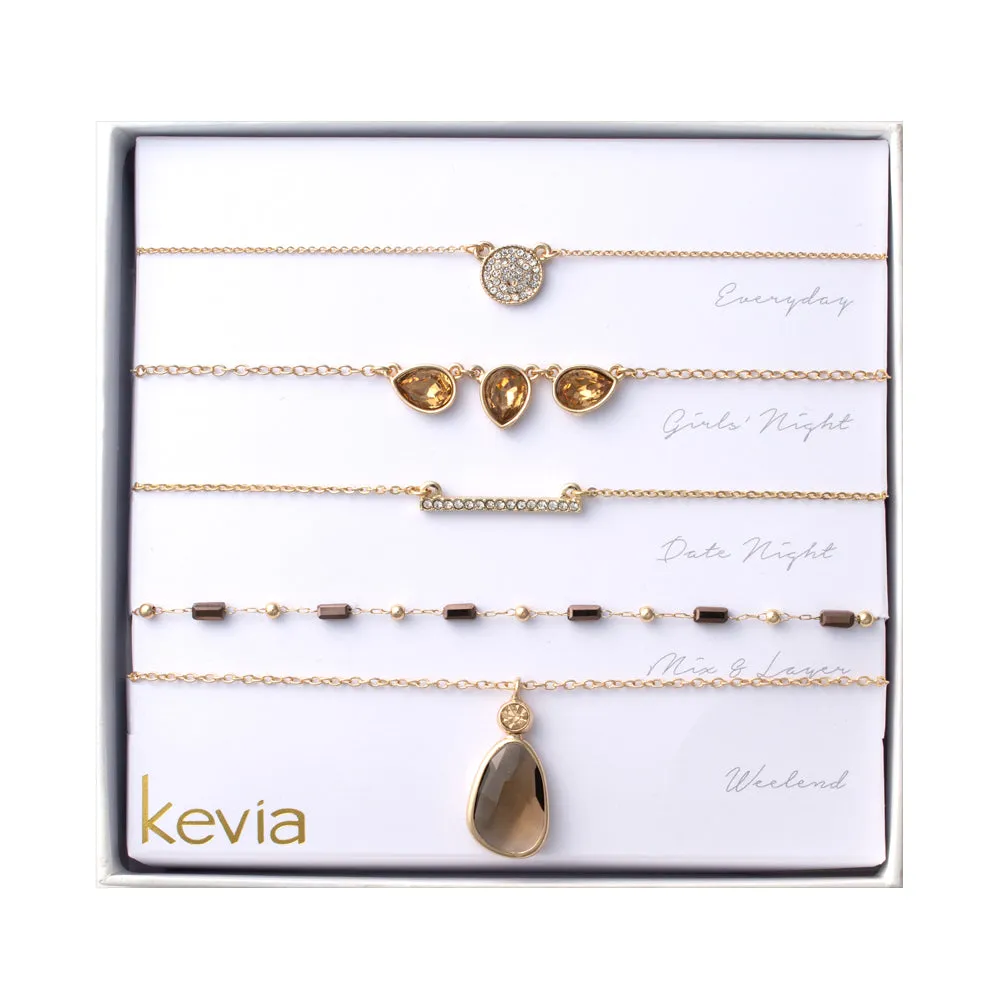 Radiant Teardrop & Crystal Accent Necklace Set