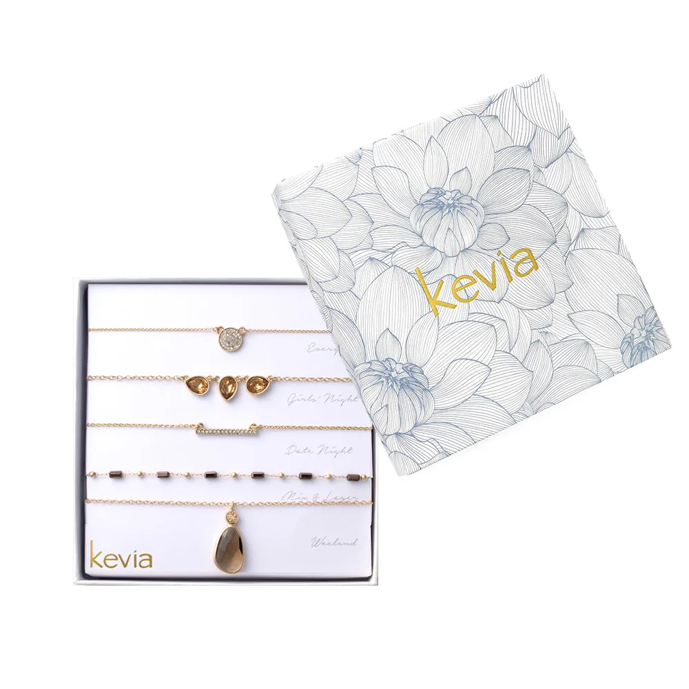 Radiant Teardrop & Crystal Accent Necklace Set