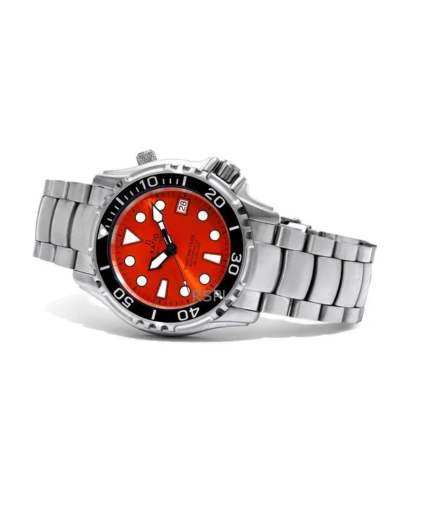 Ratio FreeDiver Helium Safe 1000M Orange Dial Stainless Steel Automatic 1066KE26-33VA-ORG Men's Watch