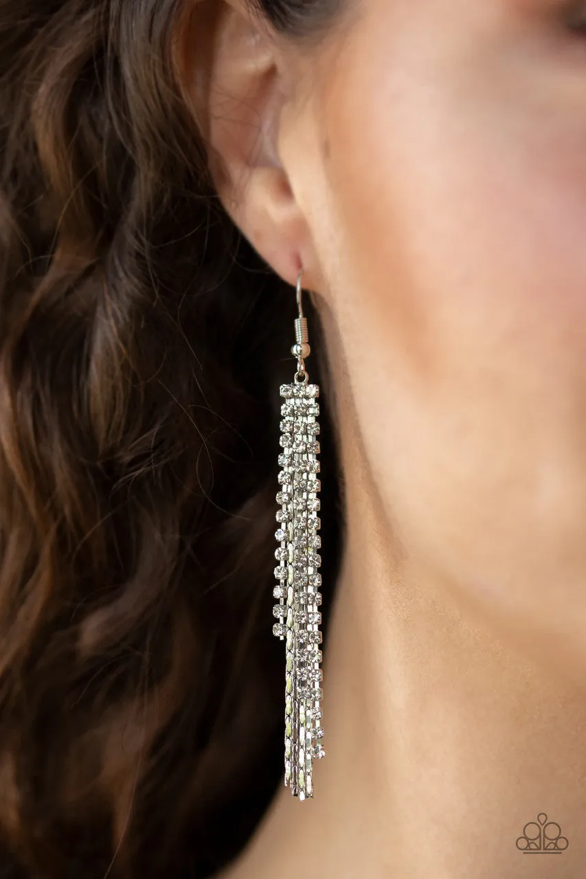 Red Carpet Bombshell White Paparazzi Earrings