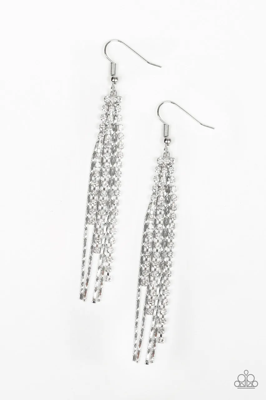 Red Carpet Bombshell White Paparazzi Earrings